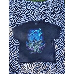 DOM Wolf Native T-shirt Men's XXL Black Purple‎ Nature Animal Hippie